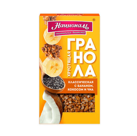 Националь Гранола хрустщ.с бананом кокосом и чиа 250гр