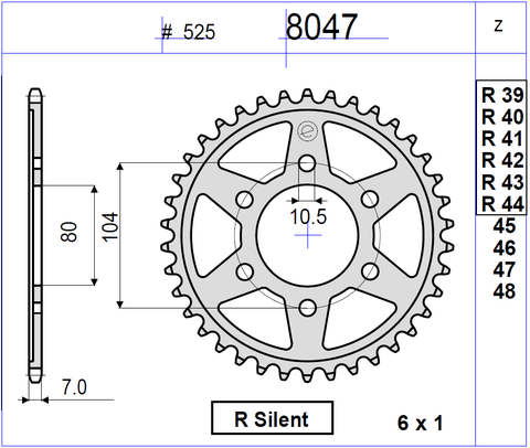 Звезда ведомая Ognibene 8047-R39 (JTR1489.39)