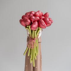 Нежные розовые сердца букет из ШДМ