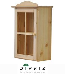 Dipriz Шкаф навесной кухонный Лена 1 дверь с карнизом из массива сосны, в натуральной отделке