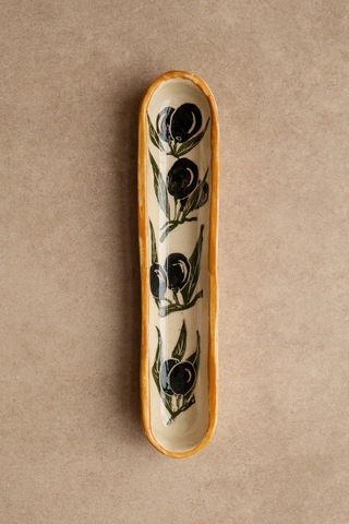 Тарелка под оливки малая, узор оливки