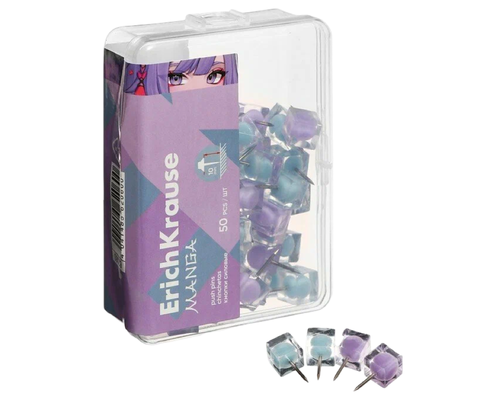 Кнопки силовые ErichKrause Manga, ассорти (в пластиковой коробке 50 шт.) Арт.62060