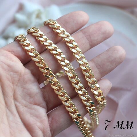 УЦЕНКА!!! Цепочка плоская, ширина 7 мм. Позолота, 16 см. У236