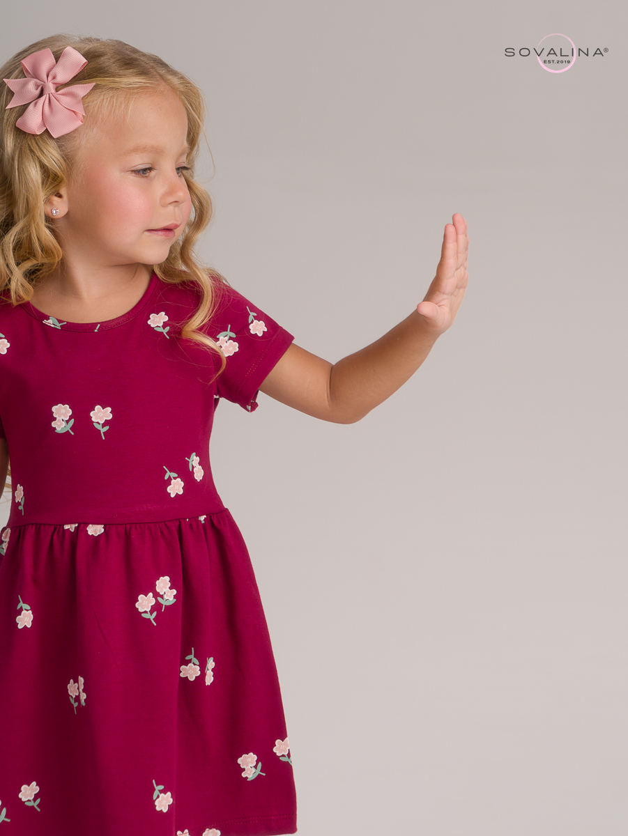 Платье Лето лютики бордо