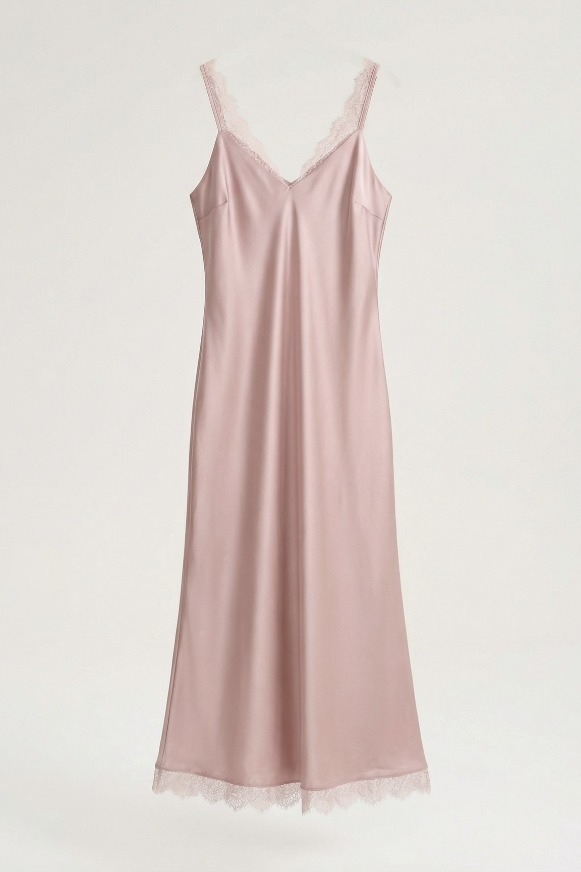 Платье-комбинация с кружевом, пудра