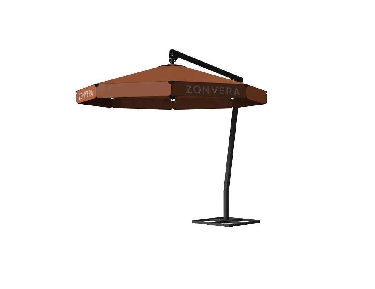 Круглый зонт на боковой опоре, на стальной, металлической стойке