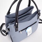 Сумка Саломея 203 гладкий серо-голубой + черный