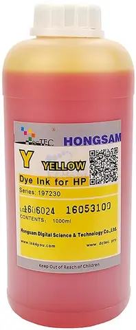 Чернила водные DCTec yellow 1000 мл для плоттеров HP DJ 500, 800, K550, K8400. Серия 197230