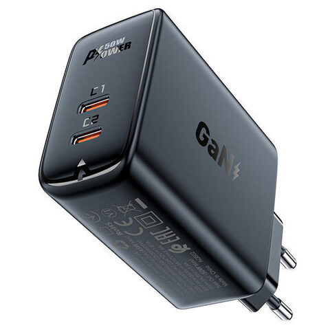 Зарядное устройство ACEFAST A29 PD50W GaN USB-C+USB-C dual port charger (EU), черный