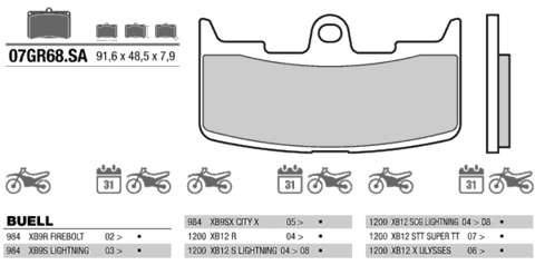 07GR68SA колодки тормозные МОТО