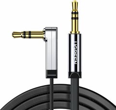 Кабель UGREEN AV119 (10599) 3.5мм Male to 3.5мм Male Straight to angle flat Cable 2м черный