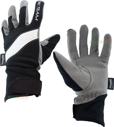 Картинка перчатки лыжные Ski Team K18003 черно-белые - 1