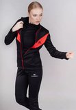 Женский утеплённый лыжный костюм Nordski Base Black-Red с высокой спинкой