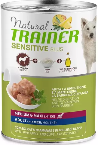 Trainer NAT.SENSITIVE PLUS Med/Max Adult консервы гипоал.рац д/вз.собак сред/круп.пород (конина)400г
