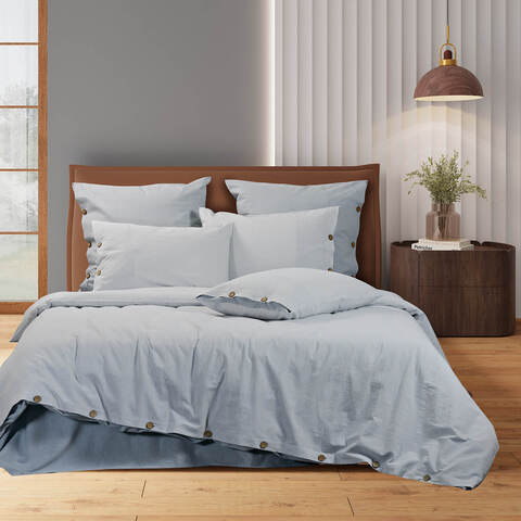 Постельное белье 1.5 спальное Sharmes Rustic голубая полоса