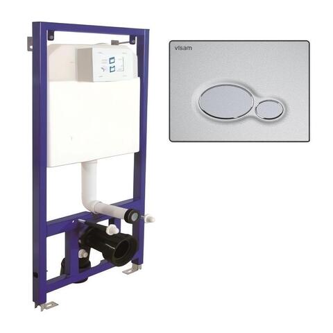 Инсталляция для унитаза подвесного Visam slim 80 EX-112-001 3/6 л. Кнопка ASPENDOS матовая с глянцевым овалом EX-231-001