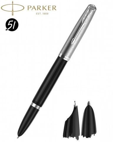 Ручка перьевая Parker 51 Core, Black CT, F (2123494)