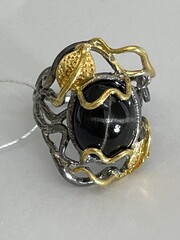 Флора-зв.диопсид (серебряное кольцо с позолотой)