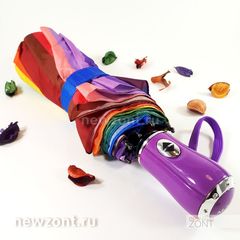 Зонтик цвета радуги автоматический MNS с фиолетовой ручкой