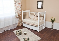 С 717 Кровать детская "Елисей" резьба  со стразами №10 (Птички) (шоколад)