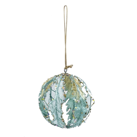 Шар-цветок 8см ChristmasDeLuxe premium collection бирюзовый