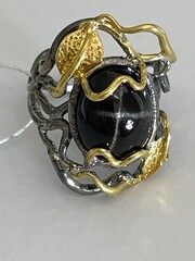 Флора-зв.диопсид (серебряное кольцо с позолотой)