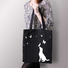 Тканевая сумка "Ретривер и бабочки"