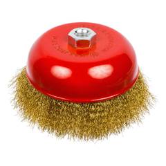 45-2-315 Щетка-крацовка чашечная,  латунированная стальная проволока, посадочная гайка М14, 150мм (РемоКолор)