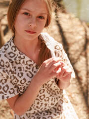 Поло оверсайз Mjölk Leopard, из муслина