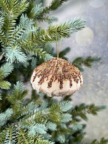 Шар-луковка 11х9см ChristmasDeLuxe premium collection бежевый/золотой