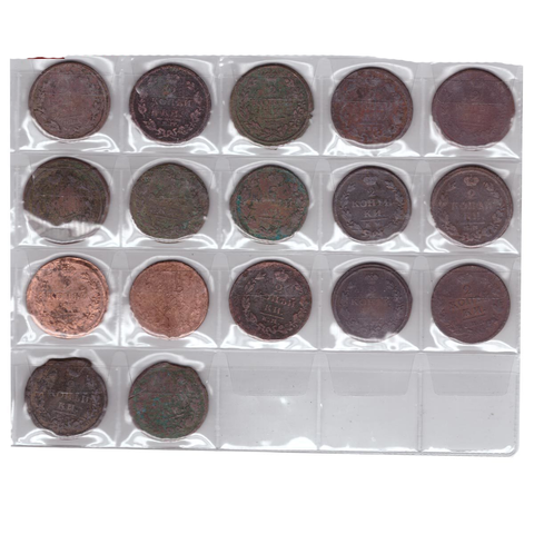 Набор монет 2 копейки (17 штук) 1812-1821г. Есть повторы. Монеты "уставшие" (есть побитые и потертые). G-