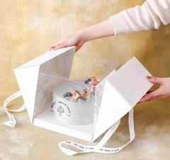 Коробка для торта Сундук премиум 15х15х16 см Белый