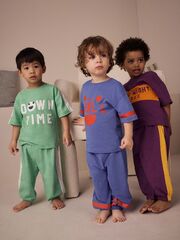 Пижама для мальчика Next AC0-922, 3 шт., Зеленый, Фиолетовый, Голубой
