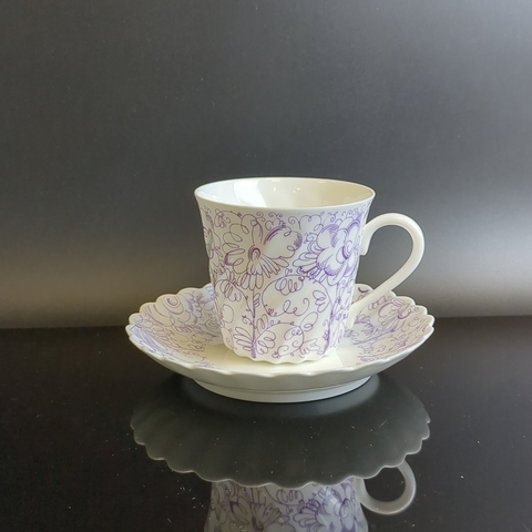 Кофейная пара ЛФЗ - Тонкий костяной фафор - СССР