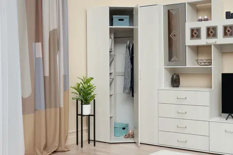 Шкаф угловой Белла ясень белый