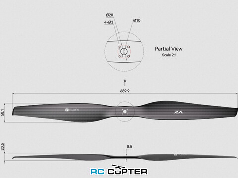 Пропеллер карбоновый VZ 27x11 T-Motor (пара)