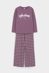 пижама  для девочки  К 1623/спелый виноград,клетка