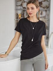 Футболка из премиального хлопка с ассемитричным низом  D49.051 (112736)