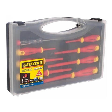 STAYER Electro, 8 предм., набор диэлектрических отверток, Professional (25145-H8)