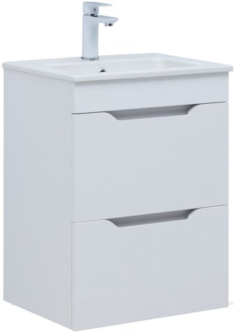 Aquanet 354885 Тумба с раковиной Практика 50 2 ящ. цв.белый глянец (354885)