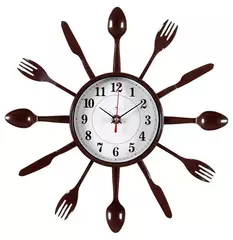 Часы 21 Bek настенные  3313-334  вилки-ложки d=33см, корпус коричневый "Узор" "Рубин"