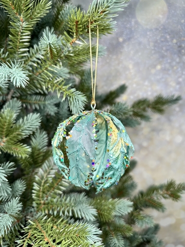 Шар-цветок 8см ChristmasDeLuxe premium collection бирюзовый