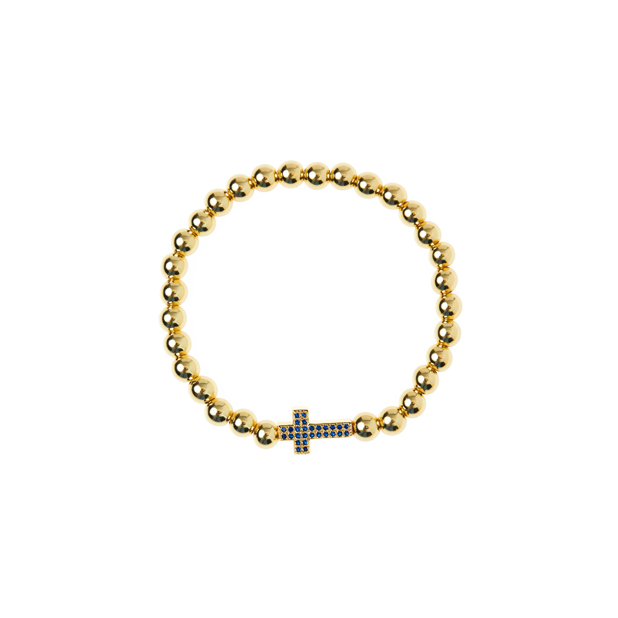 DÉJÀ VU Браслет Gold Crystal Cross Bracelet - Dark Blue цена и фото