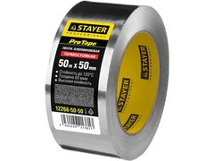 STAYER ProTape 50 мм, 50 м, до 120 °С, самоклеящаяся алюминиевая лента, Professional (12268-50-50)
