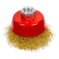 45-1-001 Щетка-крацовка чашечная, латунированная стальная проволока, посадочная гайка М14, 60мм (РемоКолор)