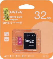 ADATA Premier < AUSDH32GUICL10-RA1> microSDHC Memory Card 32Gb UHS-I + microSD--> SD Adapter