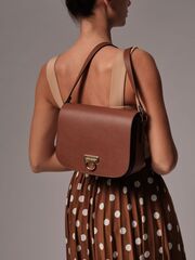 Сумка кожаная на плечо кросс-боди коричневая