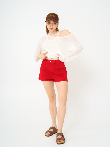 Шорты джинсовые, красные