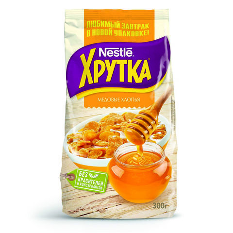 Готовый завтрак ХРУТКА Хлопья Мед 300 гр Nestle РОССИЯ