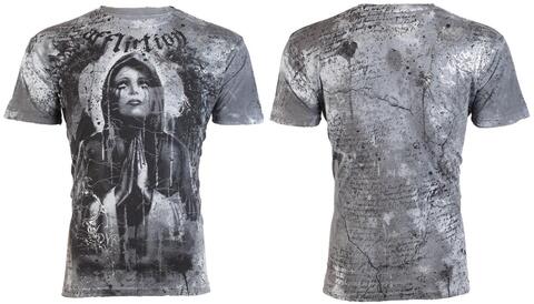 Affliction | Футболка мужская MOURNING Grey A729GR перед и спина